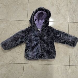 American Widgeon Toddler Coat Faux Fur Size 4 Ombre Purple/Blue Hooded Lined Zip